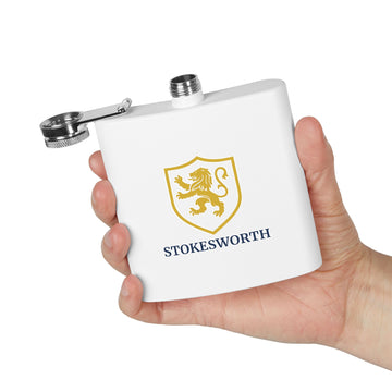 Stokesworth Crest Stainless Steel Flask — 6oz Pocket Hip Flask