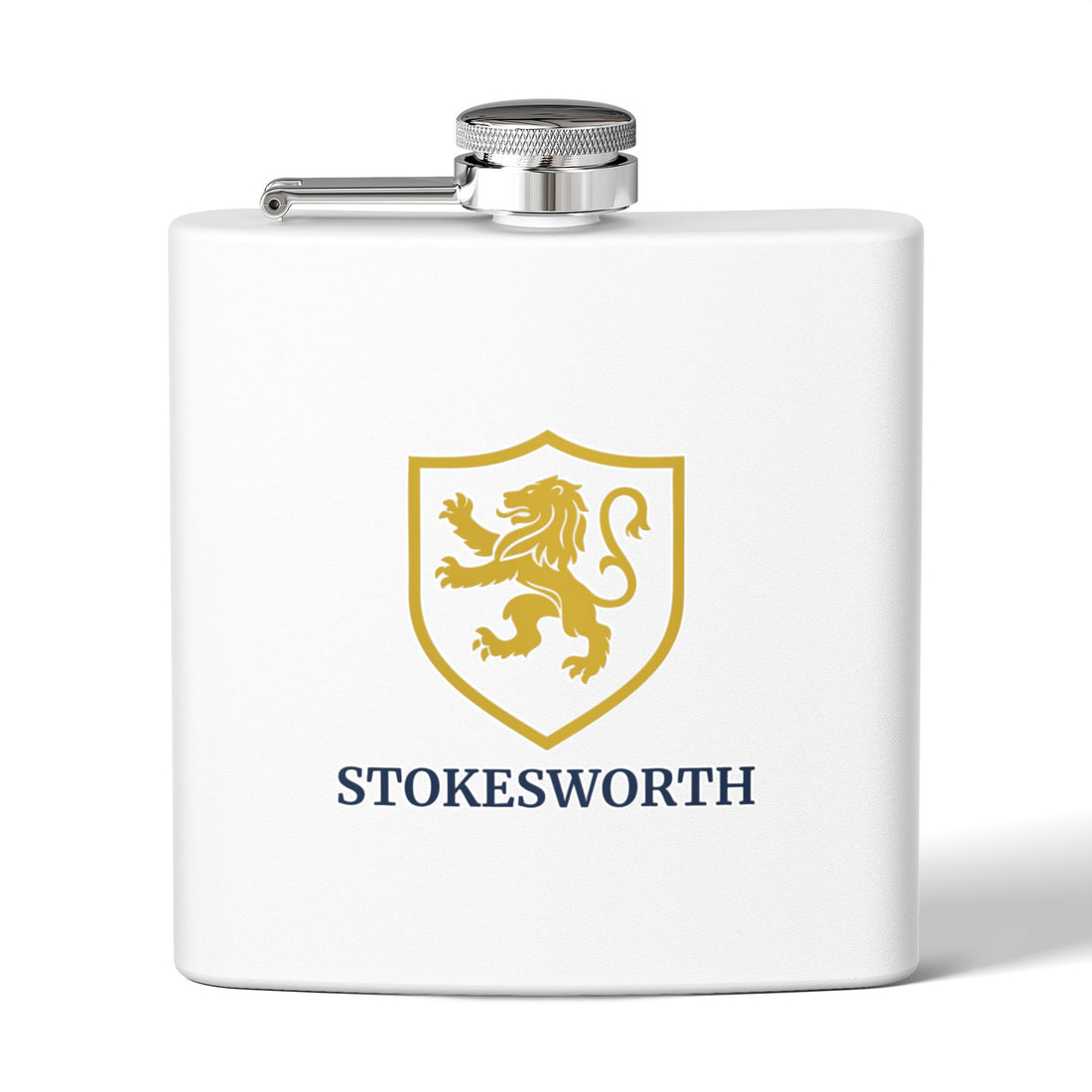 Stokesworth Crest Stainless Steel Flask — 6oz Pocket Hip Flask