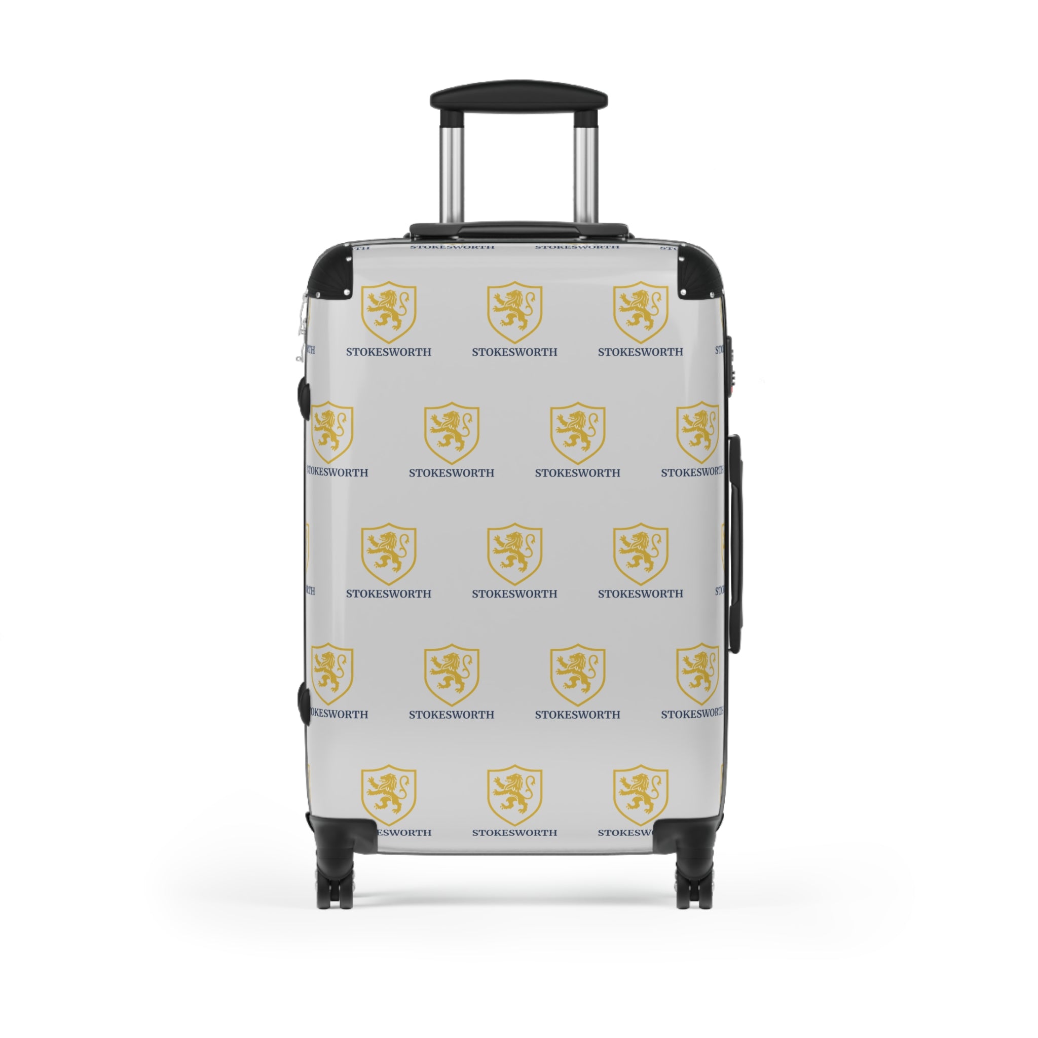 Custom Logo Suitcase Cover — Personalized Travel Luggage Protector with Repeated Crest Design