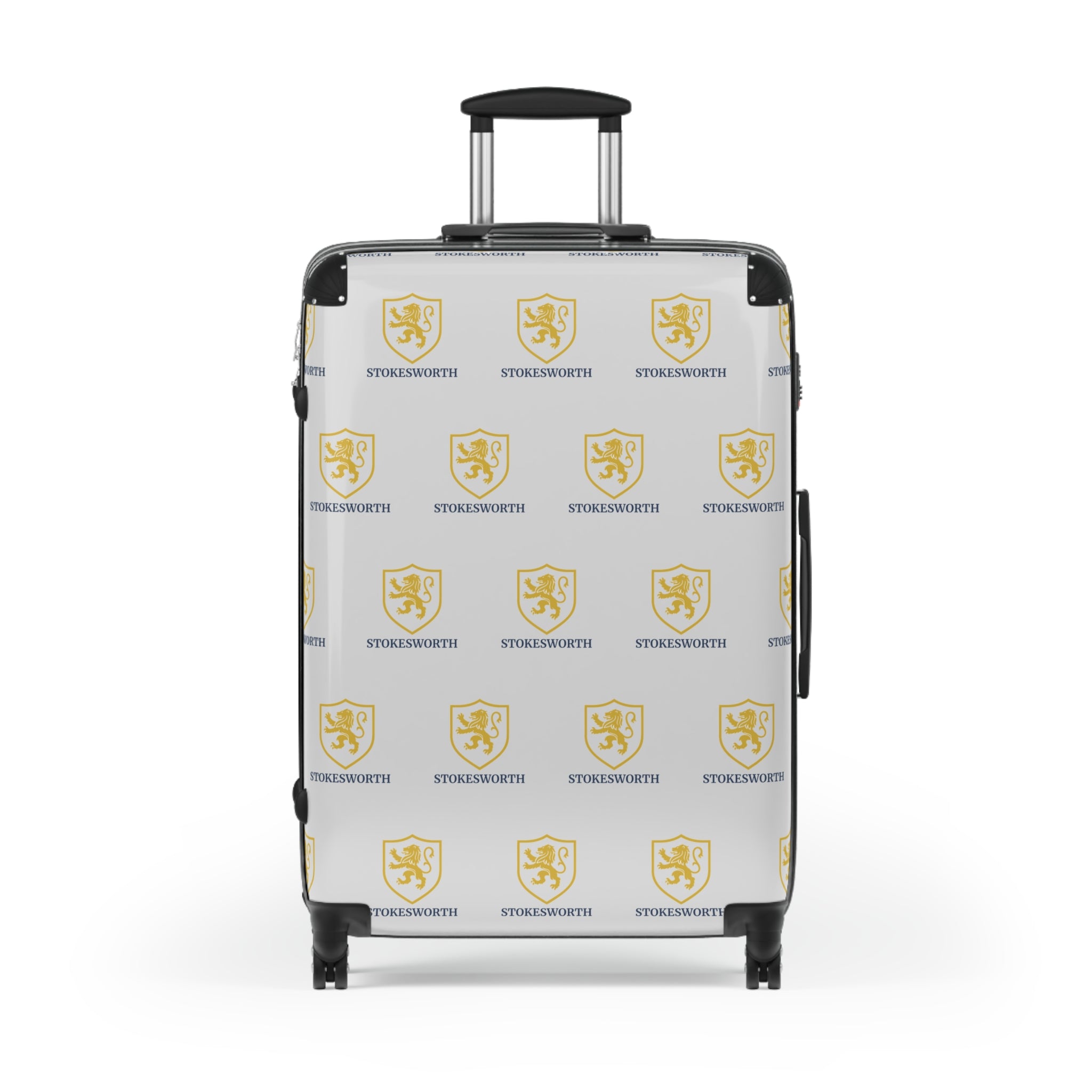 Custom Logo Suitcase Cover — Personalized Travel Luggage Protector with Repeated Crest Design