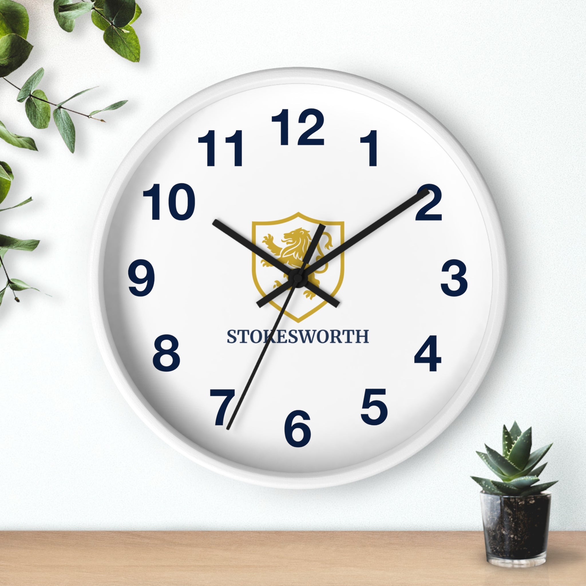 Stokesworth Crest Wall Clock — Elegant Lion Shield Home Décor
